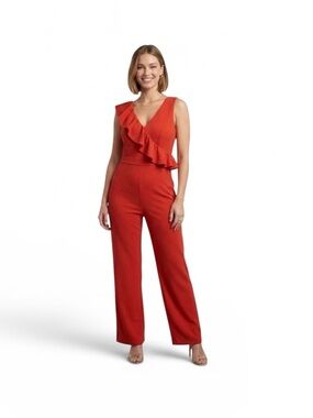 Chic Red Ruffled Women's Jumpsuit Large